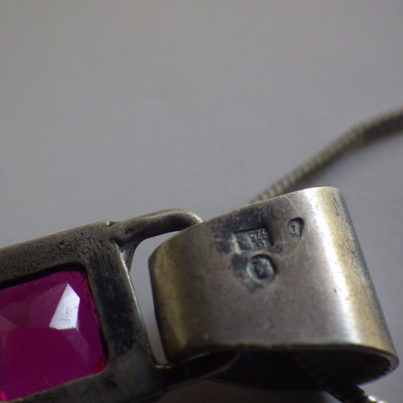 Couture Danka Czapnik Amber & Ruby Pendant Sterling Silver Signed - Picture 6 of 14